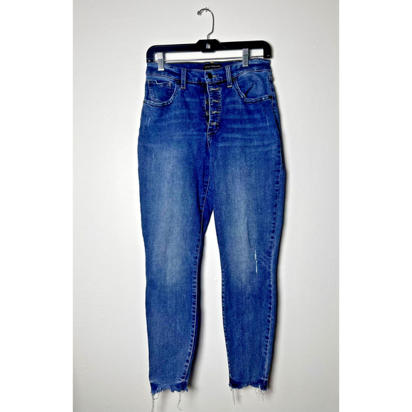 Lucky Brand Denim - Lucky Brand Women's High Rise Skinny Bridgette Button Fly Frayed Hem Jeans Sz8